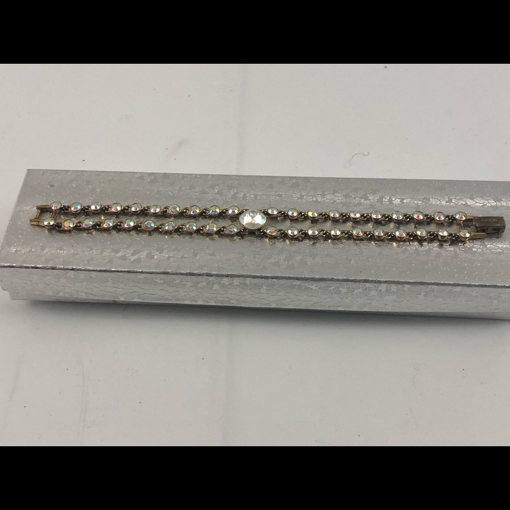 Givenchy gold tone AB crystal rhinestone bracelet - Picture 2 of 6